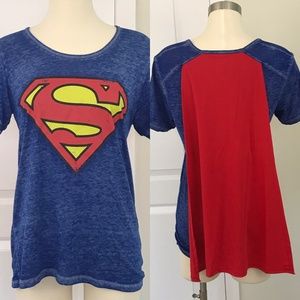 Superman Graphic Tee with Cape Burnout Size Medium